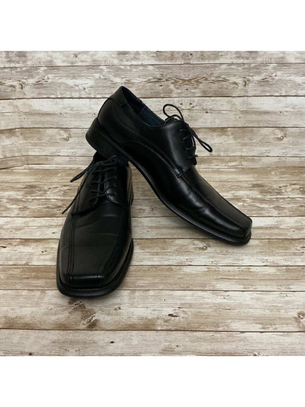 ALDO Men's Black Leather Oxford Dress-Lace Square Toe Shoe Sz 9 US 42 EUR